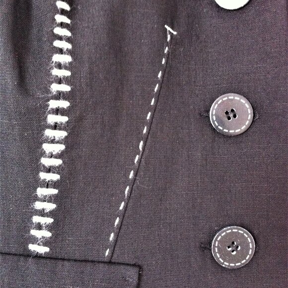 Le Chateau Black Blazer with Notched Lapel and Decorative Stitching - Picture 3 of 11